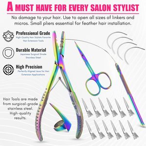 Multi-Functional Stainless Steel Hair <b>Extension</b> Kit Pliers <b>Micro</b> Rings Keratin Bond Removal Tools for Hair <b>Extensions</b> - Product Image 4
