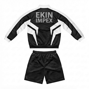 Custom Logo Unisex Track Jacket Shorts <b>Set</b> <b>2</b>-<b>Piece</b> Black <b>White</b> Techwear Streetwear Lightweight Quick-Dry Eco-Friendly Breathable - Product Image 2