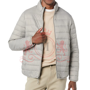 Men's <b>Light</b> Gray <b>Puffer</b> <b>Jacket</b> Quilted Stand Collar Full Zip Lightweight Warm Hot Arrival <b>Puffer</b> <b>Jacket</b> - Product Image 3