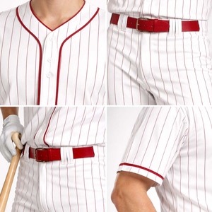 Ensemble de maillots de baseball à rayures rouges et blanches de haute qualité, à séchage rapide, à manches courtes, pour hommes et équipes de jeunes - Product Image 4