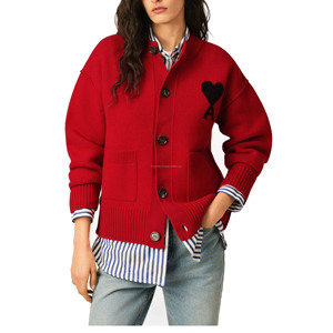 Wholesale Manufactured French Style Solid Color V-Neck <b>Long</b> Sleeve Fashion Casual Sweater Knitted <b>Cardigan</b> Wool/Acrylic Winter - Product Image 6