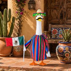 Porch Goose Outfit <b>Mexican</b> Fiesta <b>Costume</b> Sombrero Mustache Flag Garden Statue Yard Decor - Product Image 1