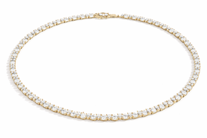 สร้อยคอทองคำ 14k สีเหลือง ประดับด้วยเพชรโมอิสซาไนต์หลากหลายรูปทรง ความยาวสร้อย 17 นิ้ว พร้อมตัวล็อกแบบกล่อง - Product Image 3