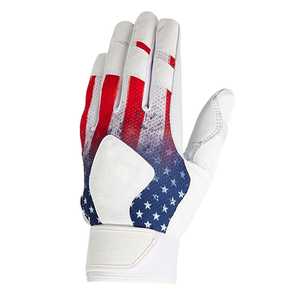 Gants de frappe de baseball en cuir bleu avec drapeau américain, à doigts entiers, antidérapants, avec fermeture auto-agrippante, pour adultes, pour lanceurs droitiers - Product Image 2