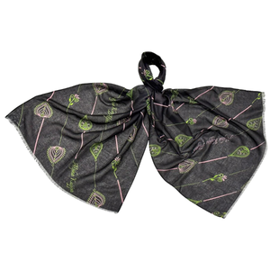 Along Lines Square <b>Scarf</b> Black Lightweight Eco-Friendly Fashion Pink Green Ivy Pattern Soft Women's Sorority Shawl <b>Neck</b> Wrap - Product Image 1