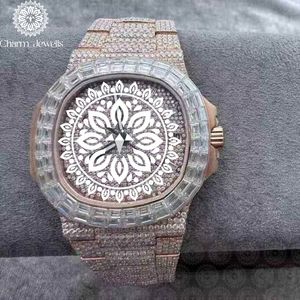 Charm_Jewells Luxury Stainless Steel Analog Quartz <b>Watch</b> Round Dial 42mm Diamond Encrusted Luminous Unisex - Product Image 4