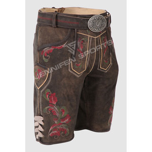 Shorts en cuir véritable pour hommes, style Lederhosen allemand, en daim de vache, costume bavarois authentique pour l'Oktoberfest, vente en gros - Product Image 2