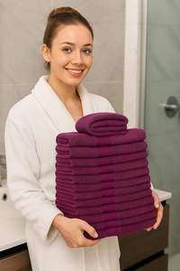 Serviette de bain en coton de luxe violette, douce, séchage rapide, légère, absorbante, de qualité supérieure, pour hôtel, salle de bain, plage - Product Image 5