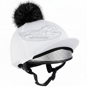 Funda de Casco Ecuestre de Competición Personalizada de Alta Calidad con Pompón de Piel Sintética Elástica para Montar a Caballo, Salto Ecuestre, Invierno - Product Image 5