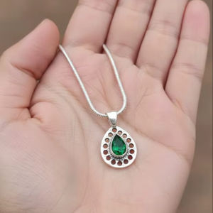 Collier pendentif de style bohème pour femmes, qualité allemande AAA, collier en argent, bijoux en pierres précieuses naturelles, pierre de Lebron taillée en poire - Product Image 1