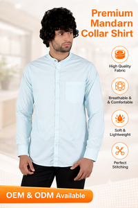 Camisa de Vestir Casual Personalizada para Hombre, Cuello Mandarín, Corte Entallado, 100% Algodón, Estilo Minimalista para Oficina, ODM, Primavera - Product Image 6