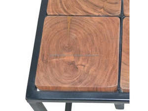 Mesa de Centro con Estructura Metálica Industrial y Tapa de Madera de Mango |   Diseño Cuadrado Moderno |   Muebles de Sala de Estar 2026, Lo Más Nuevo - Product Image 6