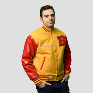 Custom logo Streetwear High Quality Chenille Embroidery Winter Wool Letterman Varsity <b>Jacket</b> for Men Athelatic Gold & <b>Red</b> - Product Image 3
