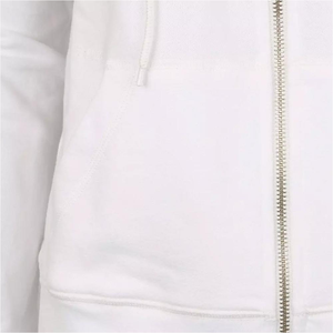 Sudadera con capucha delgada de alta calidad para mujer con cremallera y opción de logotipo personalizado con impresión en relieve, sudaderas de alta calidad de tela tejida para mujer - Product Image 4