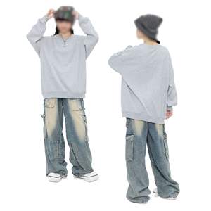 Sweat-shirt à col rond doublé en molleton 320g pour homme, style américain, coupe ample, couleur unie, tendance, automne-hiver, fabrication OEM - Product Image 1