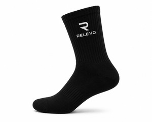 Relevo Men's Crew Compression <b>Socks</b> <b>Black</b> Spandex/Nylon Knitted Breathable Athletic Running Winter Standard Thickness - Product Image 6
