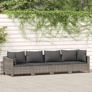 Set da salotto con 4 pezzi in Poly Rattan grigio con cuscini Set da giardino - Product Image 1