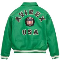Jaket kulit asli gaya Avirex hijau | 2025 penjual terbaik kualitas tinggi | Pemasok jaket kulit OEM/ODM