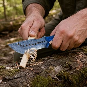 Cuchillos de Caza Hechos a Mano de Primera Calidad con Hoja Fija Afilada, Mango Ergonómico de Madera y Funda Protectora de Cuero para Acampar al Aire Libre - Product Image 5