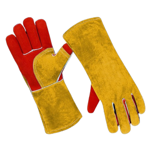 XL Comfortable XL Extra Soft Blue Cowhide Split Leather Gloves Industrial Welding Safety Firefighting Hand <b>Arm</b> Protection - Product Image 5