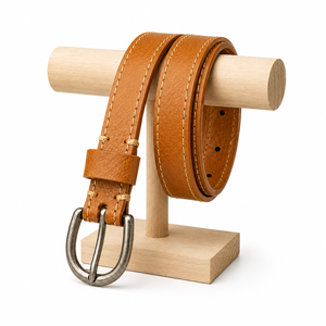 Ceinture en cuir véritable marron pour femme, style décontracté, avec boucle métallique et bords cousus, vente en gros, fournisseur et fabricant de ceintures habillées pour femmes - Product Image 4