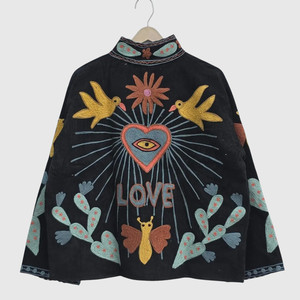 เสื้อแจ็คเก็ตคอจีนปักมือ แขนยาว ลายดอกไม้ ผ้าคอร์ดูรอย สำหรับผู้ใหญ่ สไตล์ชนบท ใส่ได้ในฤดูใบไม้ร่วง - Product Image 2