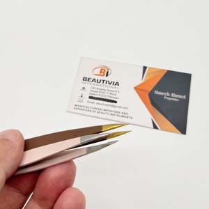 Pinzas para Cejas de Acero Inoxidable Ligeras para un Afeitado de Precisión, Reutilizables, con Punta Puntiaguda, Pinzas para Cejas con Logotipo Privado - Product Image 2