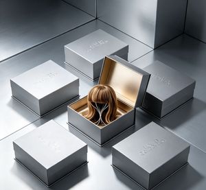 Boîtes de perruques personnalisées de luxe avec logo, emballages cadeaux haut de gamme pour perruques avec doublure en satin, boîtes d'emballage pour perruques avec logo personnalisé - Product Image 1