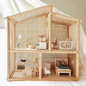 Casa de muñecas de ratán de diseño abierto, juguetes para bebés, casas de muñecas en miniatura de excelente calidad - Product Image 2