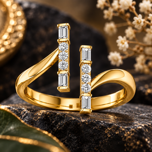 14k Rose Gold Diamond <b>Ring</b> With <b>Emerald</b> Cut And Round Diamonds Classic Engagement <b>Band</b> For Women - Product Image 2