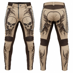 Nouveau pantalon de moto en jean unisexe noir en cuir imperméable à séchage rapide imprimé pour toutes les saisons - Product Image 1