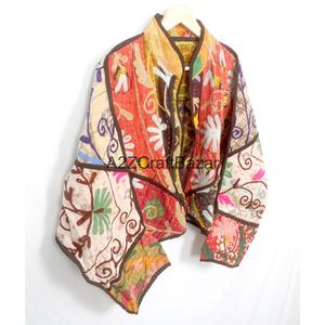 Indian Handmade Vintage <b>Kantha</b> Quilted 100% Cotton Breathable Printed Nonwoven <b>Jacket</b>-Designer Boho Hippie Coat - Product Image 5