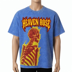Camiseta de Algodón Oversize con Lavado Ácido Personalizada OEM, Estampado DTF, Gráfico de Esqueleto, Estilo Urbano Vintage, Venta al por Mayor Unisex B2B - Product Image 2