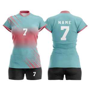 Ensemble d'uniformes de volley-ball unisexes personnalisés, 100% polyester, maillot respirant en mesh sublimé, short, col en V, manches courtes, élastique, 220g - Product Image 2