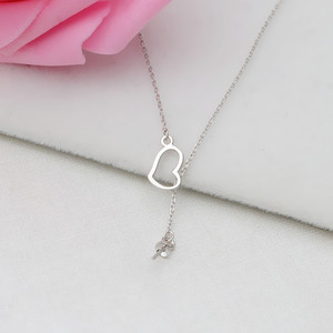 Collier en argent S925 européen et américain pour femmes, accessoires de bricolage avec support creux en perle, chaîne en forme de cœur, apprêts de bijoux - Product Image 4