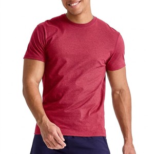 T-shirt pour homme en coton mélangé texturé Heather, doux et respirant, à manches courtes, col rond, décontracté, coupe ajustée, haut de gamme pour l'été - Product Image 1