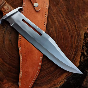 Couteau de chasse Rambo artisanal en acier inoxydable PRESTIGE BLADES, finition brossée, manche unique, étui, options personnalisées, ambidextre - Product Image 5