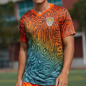 Maillot de football d'entraînement sportif 100 % polyester à séchage rapide, maillot de football à manches courtes pour homme - Product Image 3