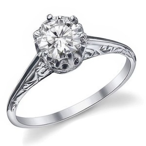 Anillo de Compromiso de Lujo con Moissanita de Corte Redondo, Plata de Ley 925, Chapado en Oro Rosa, Estilo Vintage Art Deco, Certificado - Product Image 3