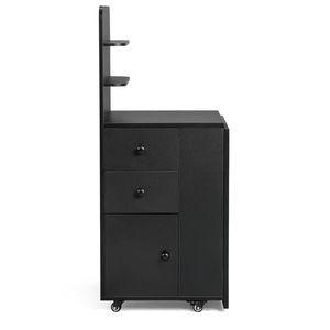 Bureau à ongles pliable en MDF noir avec 2 tiroirs et une porte de placard, table de manucure avec étagère de rangement - Product Image 5