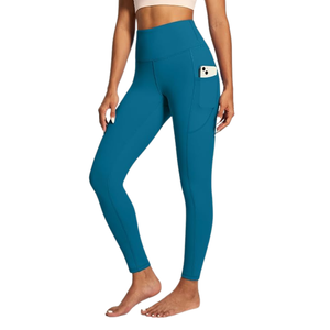 Mid <b>Yoga</b> Leggings Full Length Solid Color Seamless <b>Pockets</b> Four-Way Stretch Elastic Quick Dry Breathable Women's Activewear - Product Image 2