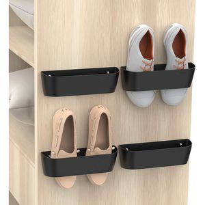 Paquete de 4 Soportes de Pared para Zapatos, Tiras Adhesivas para Colgar, Organizador de Almacenamiento de Zapatos de Plástico, Colgadores de Zapatos para Puerta (SM03-Negro) - Product Image 1
