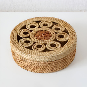 Rattan food storage <b>container</b> <b>box</b> wholesale price woven boxes premium quality lidded basket - Product Image 2