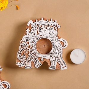 IMPERIAL BRASS STORE Artisan Made Wooden Mandala Tealight Candle Stand SS-150 Boho Decorative Accent for Living Room Bedroom - Product Image 1