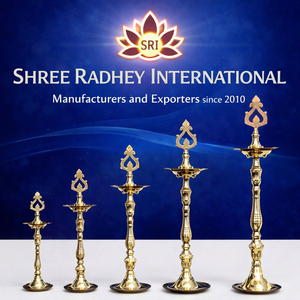 Luxury Brass Floor Lamp Diya Set Multi Size – Handcrafted Tall Brass Oil Lamp Candle Stand Wedding <b>Decor</b> Temple Lamp Home <b>Decor</b> - Product Image 1