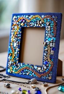 White Resin Mosaic <b>Mirror</b> Frame Rectangle <b>Wall</b> Hanging Vanity Decor Bathroom Bedroom Living Room Abstract Pattern Art Display - Product Image 3