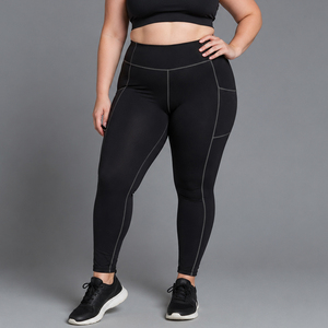 Leggings Deportivos de Tallas Grandes con Logotipo Personalizado, Pantalones de Yoga para Gimnasio, Transpirables, de Secado Rápido, Elásticos, de Cintura Alta y Compresión - Product Image 1