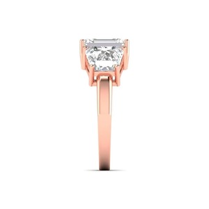 Luxury 14KT Yellow White Rose Gold Emerald Cut Three Stone Diamond <b>Ring</b> Bridal Engagement Fine Jewelry - Product Image 4