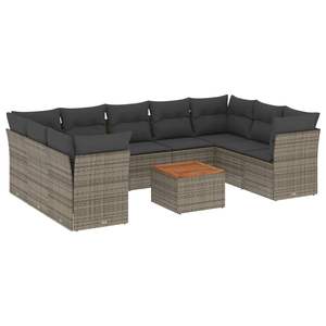 Conjunto de Sofás de Jardín de Ratán Gris, 6 Plazas, Resistente a la Intemperie, Muebles de Exterior de Diseño Contemporáneo - Product Image 2