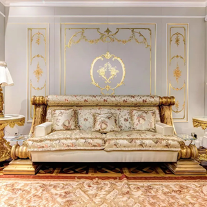 Ensemble de canapés sectionnels de luxe en bois de mahogany massif, sculptés à la main et rembourrés, pour salon, hôtel ou villa - Product Image 1